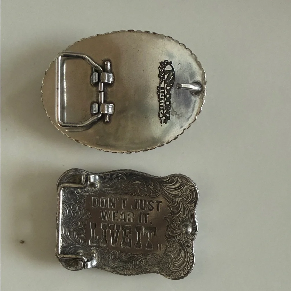 Cavender's Silver Western Belt Buckle Set CHILDRENS